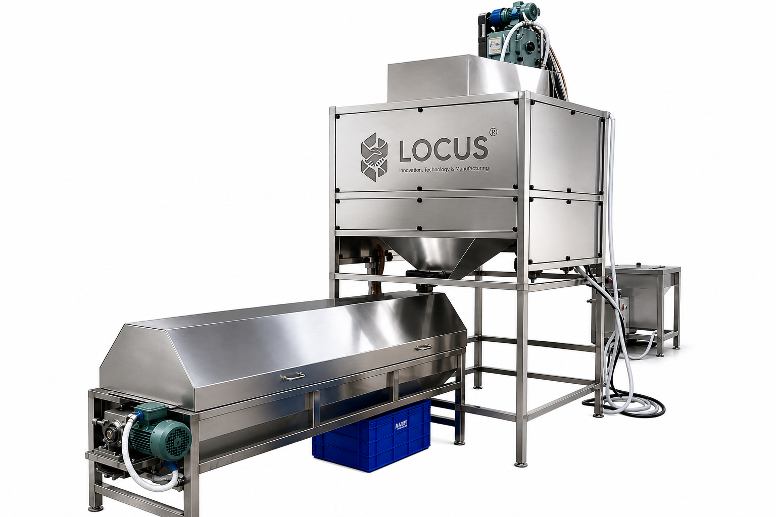 LOCUS cashew kernel peeling machine with SS304 cylindrical chamber and control panel